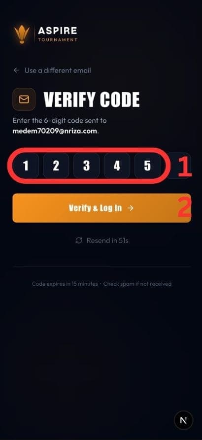 Verify Code — 6-digit OTP entry — mobile